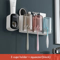 ECOCO Bathroom Toothbrush Holder Organizer with Cup Toothpaste Squeezer Dispenser Wall Storage Rack Bathroom Accessories Shelf