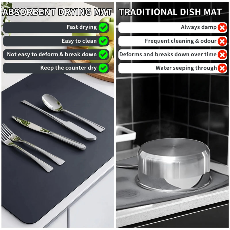 Super Absorbent Large Kitchen Absorbent Mat Antiskid Draining Coffee Dish Drying Mat Quick Dry Bathroom Drain Pad Tableware Mat