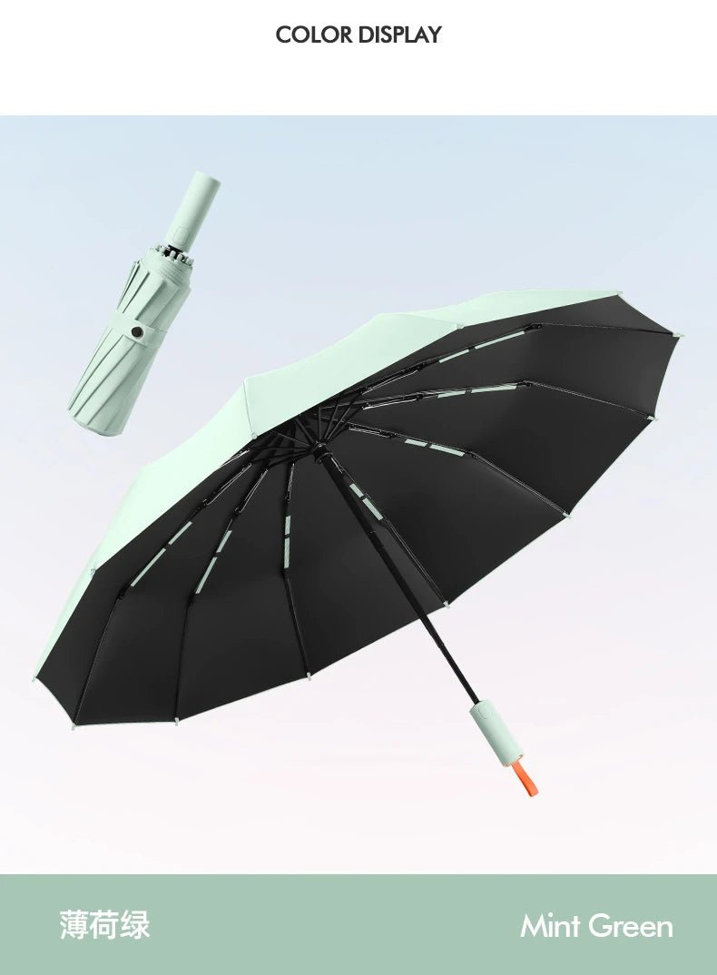 Windproof Strong Automatic Folding Umbrella 72 Reinforced Fiberglass Ribs, UV 50+ Sun & Rain Protection Umbrellas for Men Women