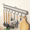 Aluminum Alloy Hooks Rack Wall Mounted Drill-Free Kitchen Utensils Storage Row Hook Holder Bathroom Robe Towel Coat Hangers