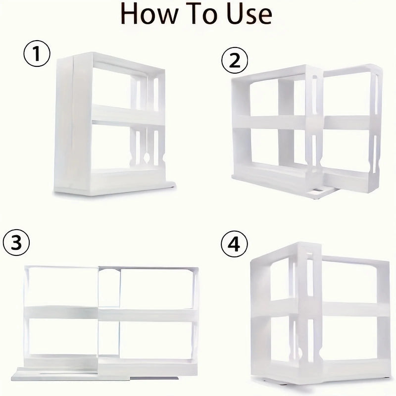 1 PC spice storage rack,90 degree swivel item storage rack, countertop 2 tier storage rack,small storage and organizer rack