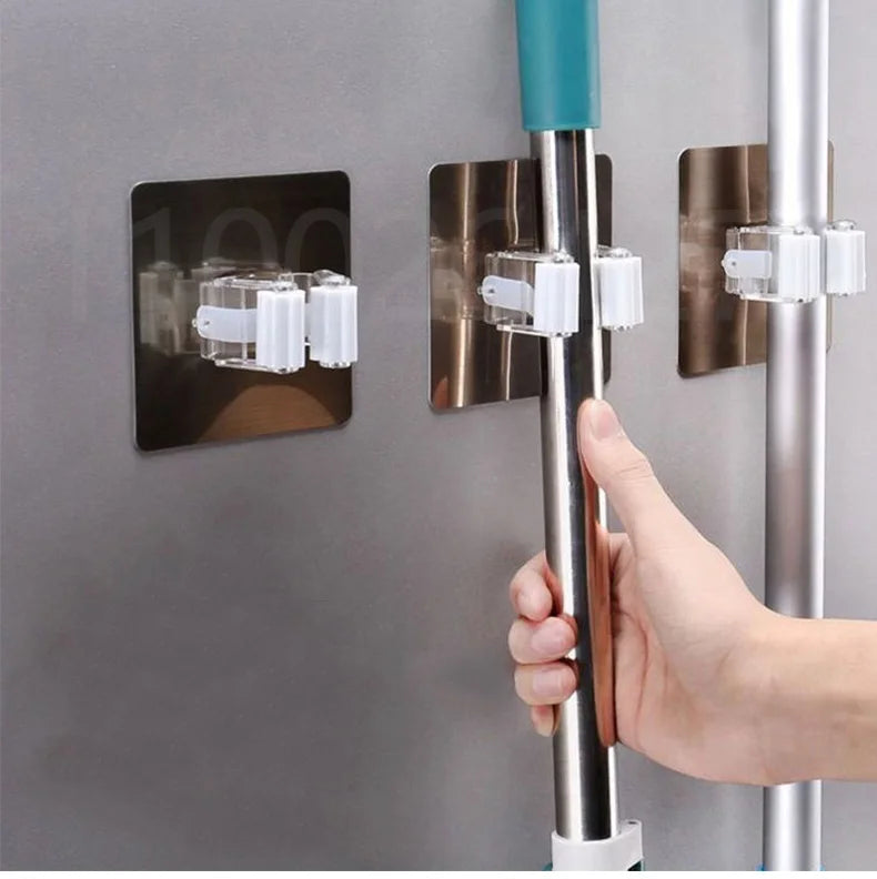 1-10PCS Adhesive Multi-Purpose Hooks Wall Mounted Mop Organizer Holder RackBrush Broom Hanger Hook Kitchen Bathroom Strong Hooks