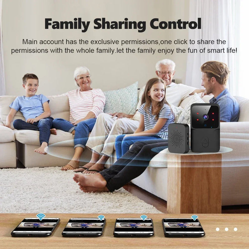 Tuya WiFi Doorbell, Wireless Camera Bell for Home Security, Compatible with Alexa & Google, DC/AC/Battery Powered
