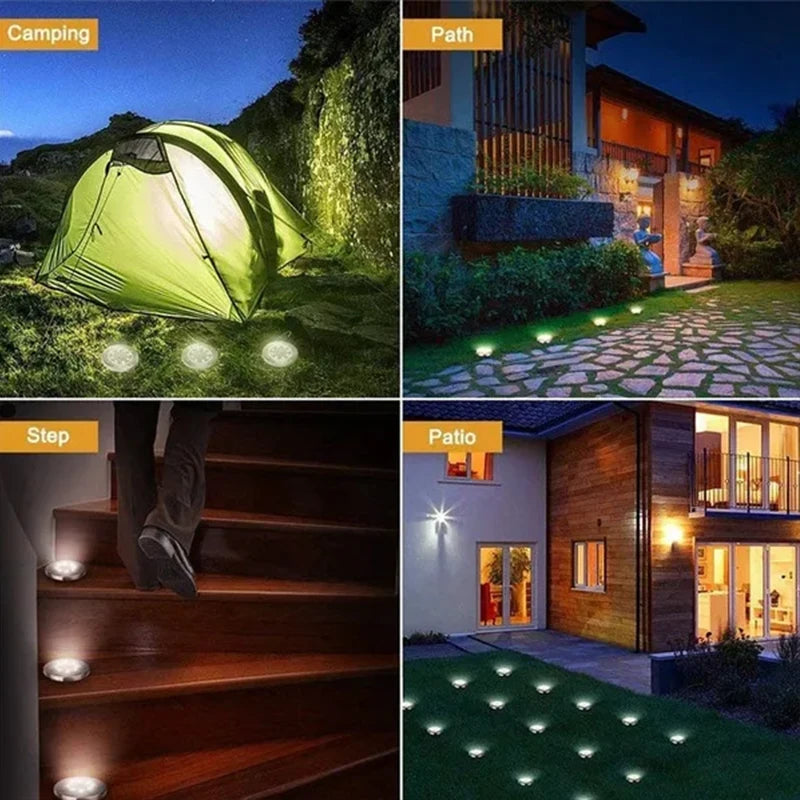1/4/8Pack Solar Lights Outdoor 8/20LEDs Disk Underground Lamp Spotlight Buried Solar Light for Home Garden Lawn Yard Decoration