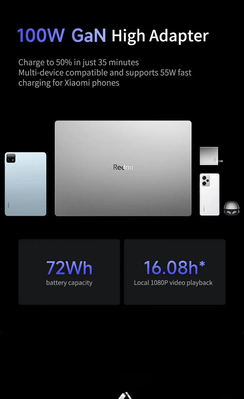 【Moscow Warehouse】Xiaomi RedmiBook 16 2024 New i5-13420H/13500H/12450H 16G 512G 16inch Screen JYU4577CN/JYU4585CN/JYU4614CN