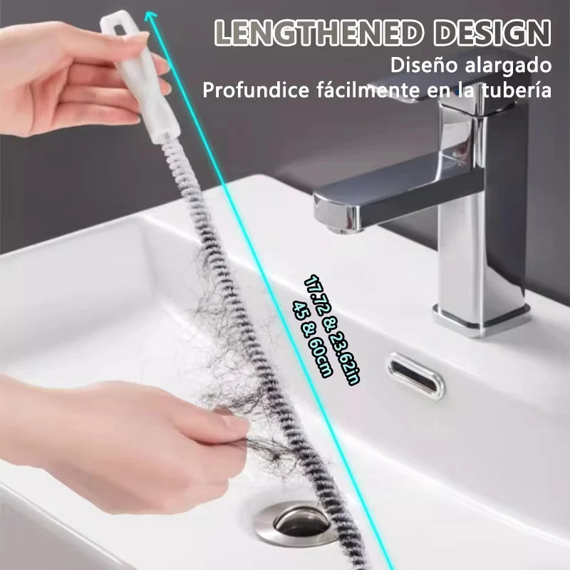 Pipe Dredging Brush Flexible Drain Brush Household Sewer Animal Pet Hair Catcher Sink Cleaning Brush for Kitchen Bathroom