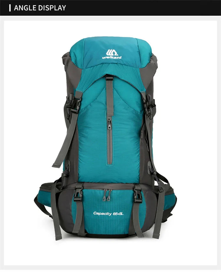 70L Nylon Camping Backpack Travel Bag With Rain Cover Outdoor Hiking Daypack Mountaineering Backpack Men Shoulder Bags Luggage