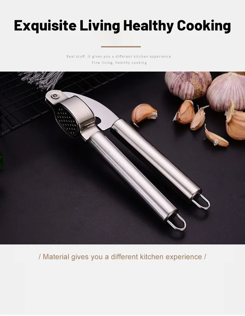1pc Stainless Steel Garlic Press Household Garlic Garlic Press Manual Garlic Press Creative Kitchen Tools