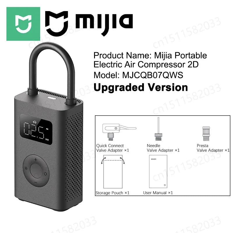 XIAOMI MIJIA 100% Original Portable Air Compressor 2,150psi,Preset Pressure Stop When Full,Air Pump,6 Mode,Lightweight Electric