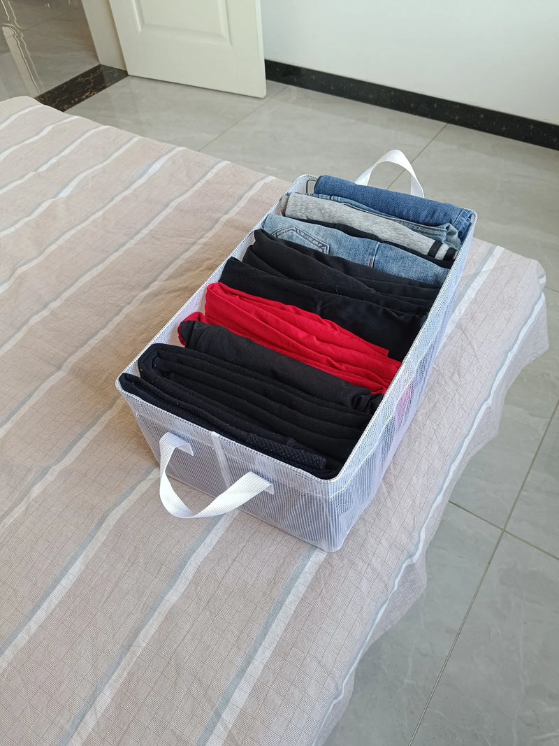 8PCS Storage Box Transparent Foldable Stackable Organizers with Steel Frames and Reinforced Handles for Clothes Books Sundries