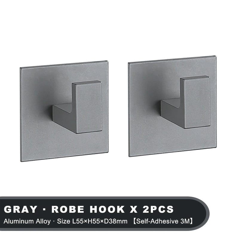 1-4Pcs Strong Adhesive Wall Hook Sticker Hanging Coat Rack Clothes Hanger Shower Robe 3M Hook Kitchen Bathroom Towel hooks Black