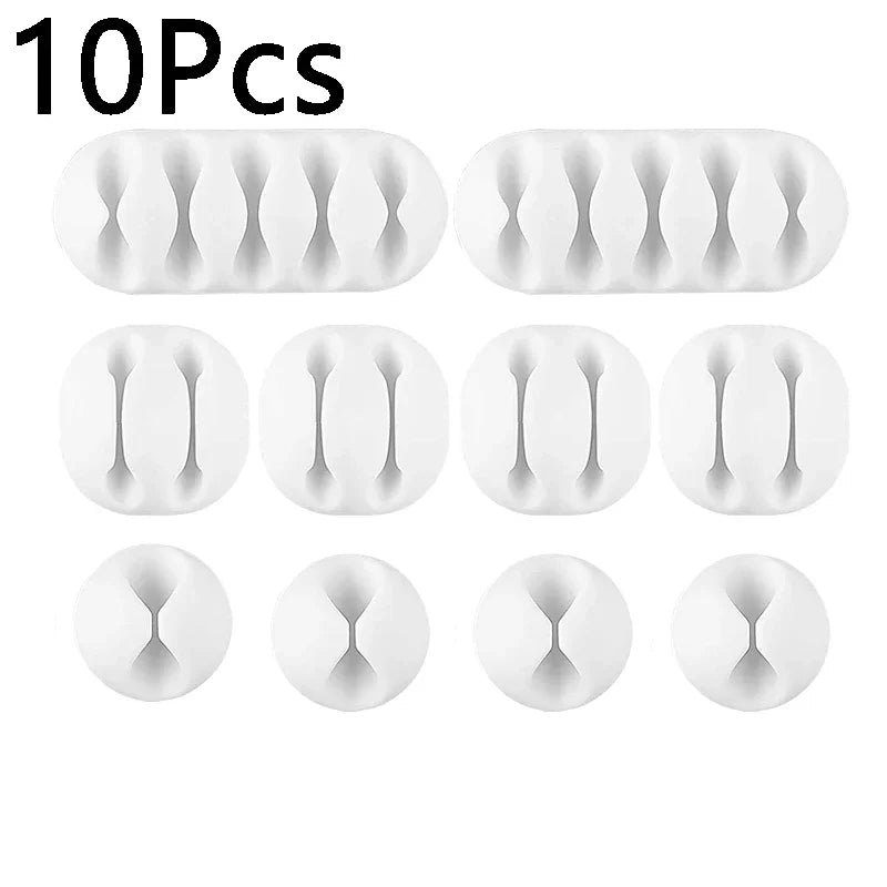 10/1Pcs Self-adhesive Cable Clips Silicone USB Cable Holder Organizer Wire Cord Management Clips for Home Office Desktop Tidy