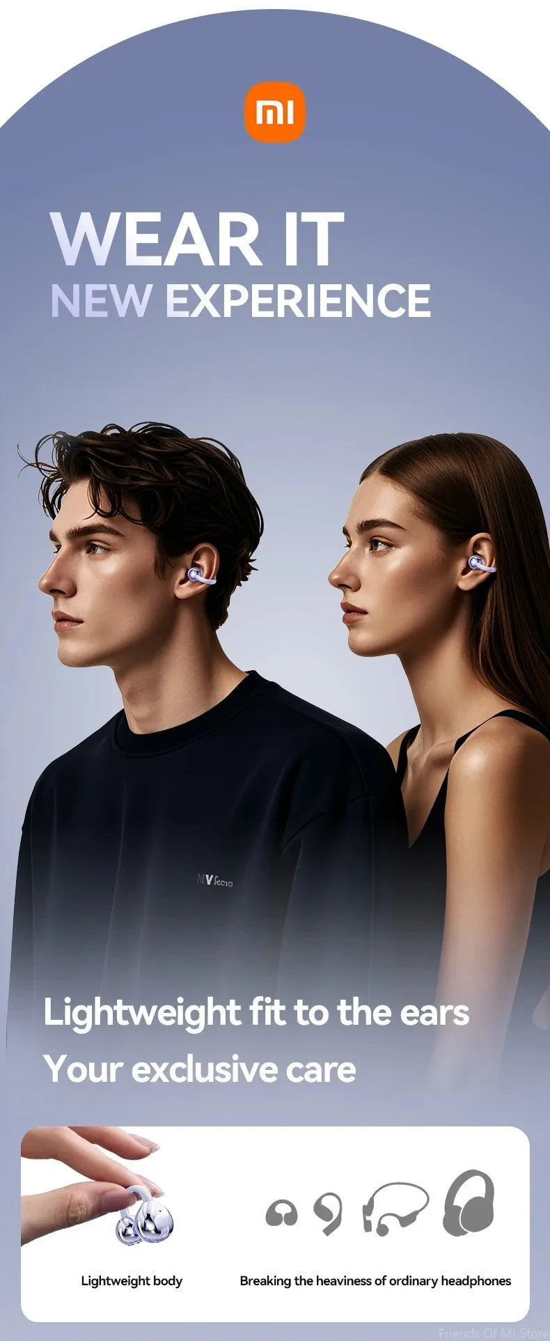 Xiaomi Open Ear Clip Earbuds ENC Wireless Bluetooth5.4 Headphone Noise Cancelling Earphone With Mic For Android iOS