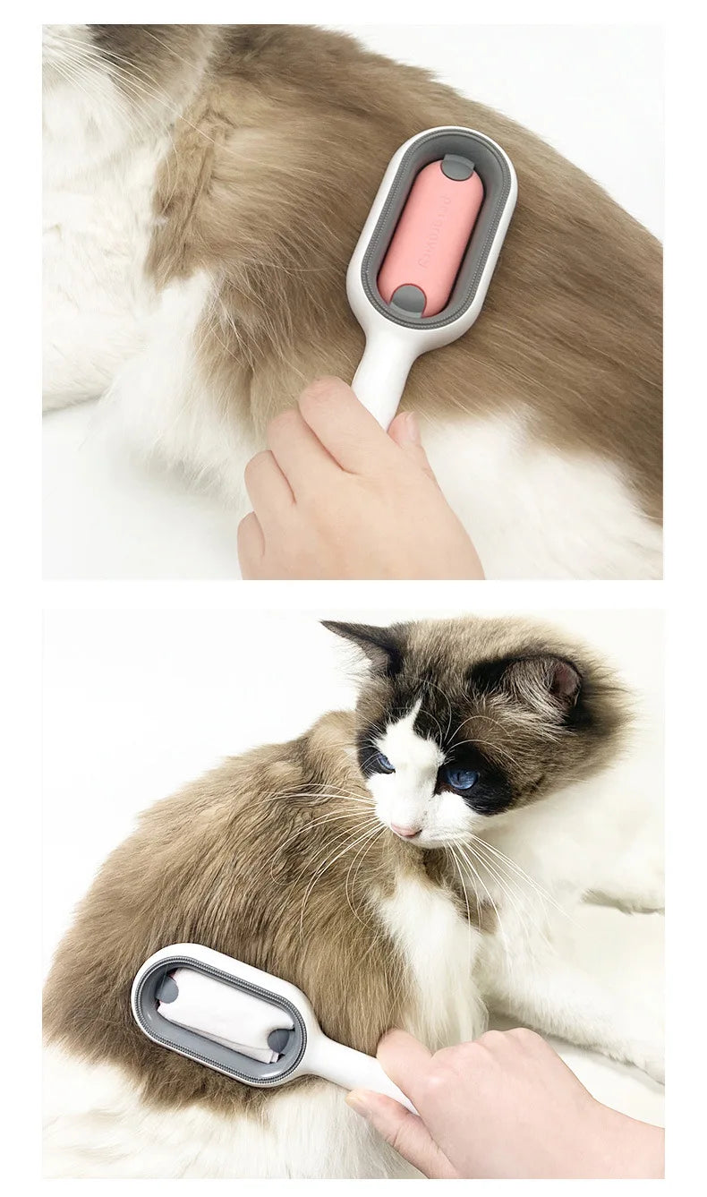 3-in-1 Cat Brush Long Hair Remover Brush for Dog Cat Silicone Pet Grooming Comb with Wipe and Water Tank Pet Product Accessories