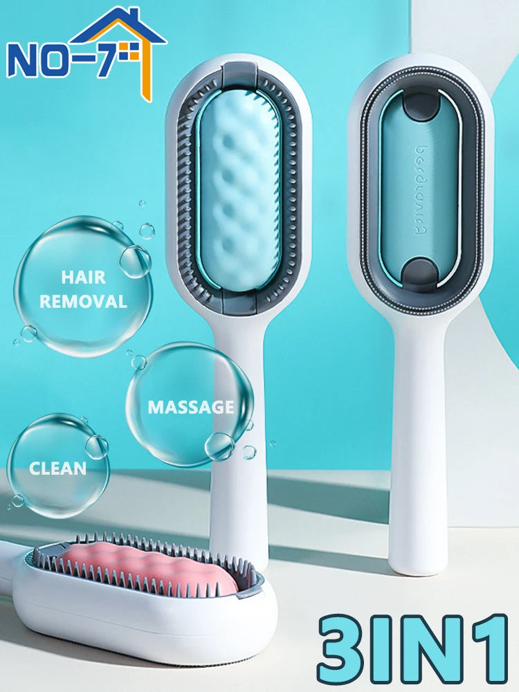 3-in-1 Cat Brush Long Hair Remover Brush for Dog Cat Silicone Pet Grooming Comb with Wipe and Water Tank Pet Product Accessories