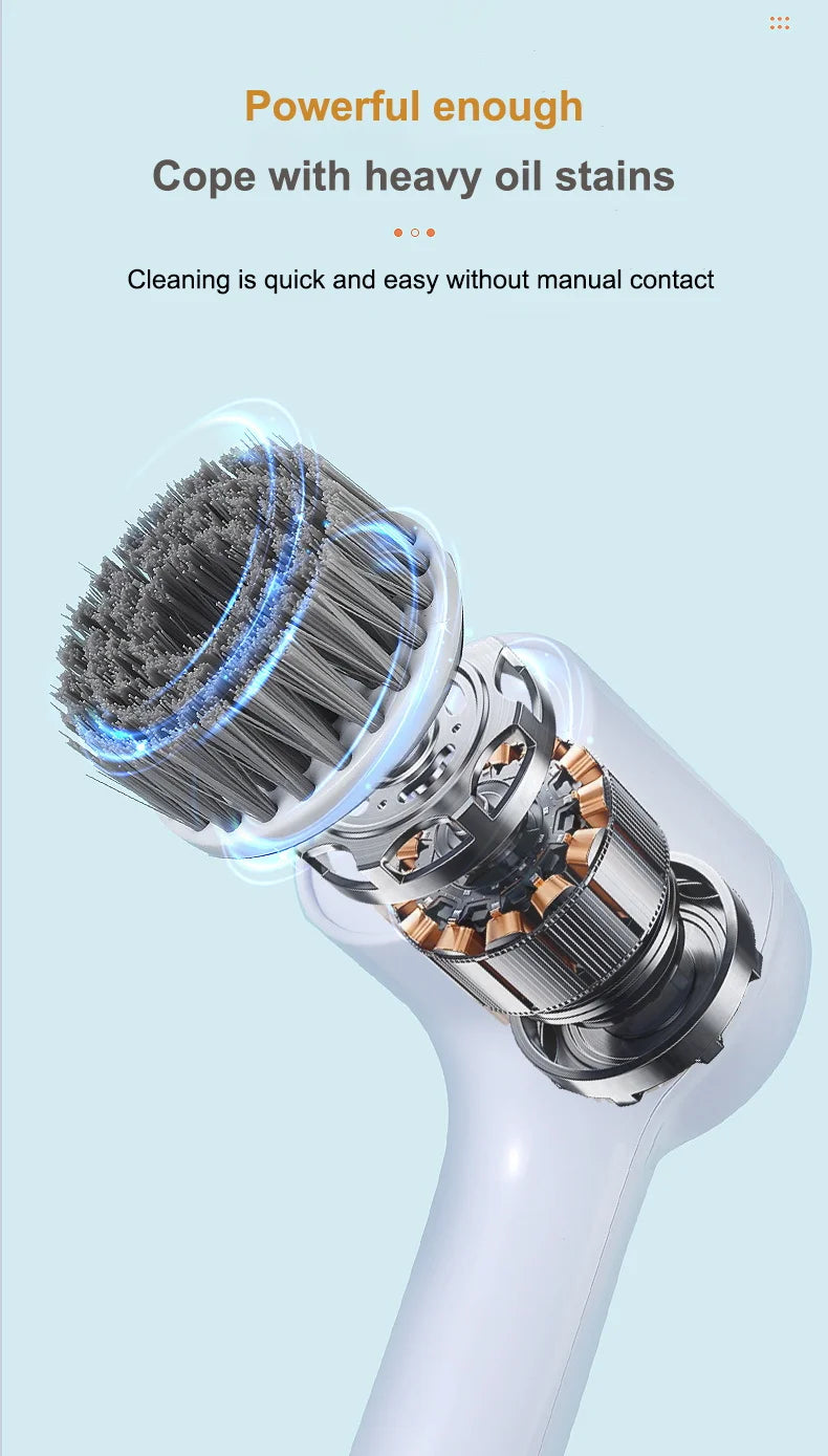 USB Electric Rotary Scrubber Cleaning Brush,With 5 Brush Head Electric cleaning brush,For ,Kitchen,Bathtub Tile Scrubber