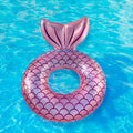 1pc Inflatable Mermaid Swim Ring Fishtail Backrest Transparent Adult Swimming Ring