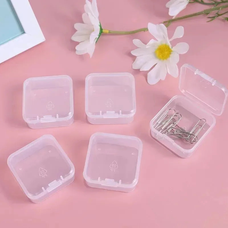 60/6PCS Mini Storage Box Transparent Square Plastic Box Earrings Jewelry Packaging Storage Small Square Box Jewelry Organizer