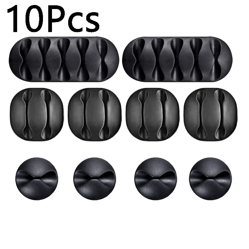 10/1Pcs Self-adhesive Cable Clips Silicone USB Cable Holder Organizer Wire Cord Management Clips for Home Office Desktop Tidy