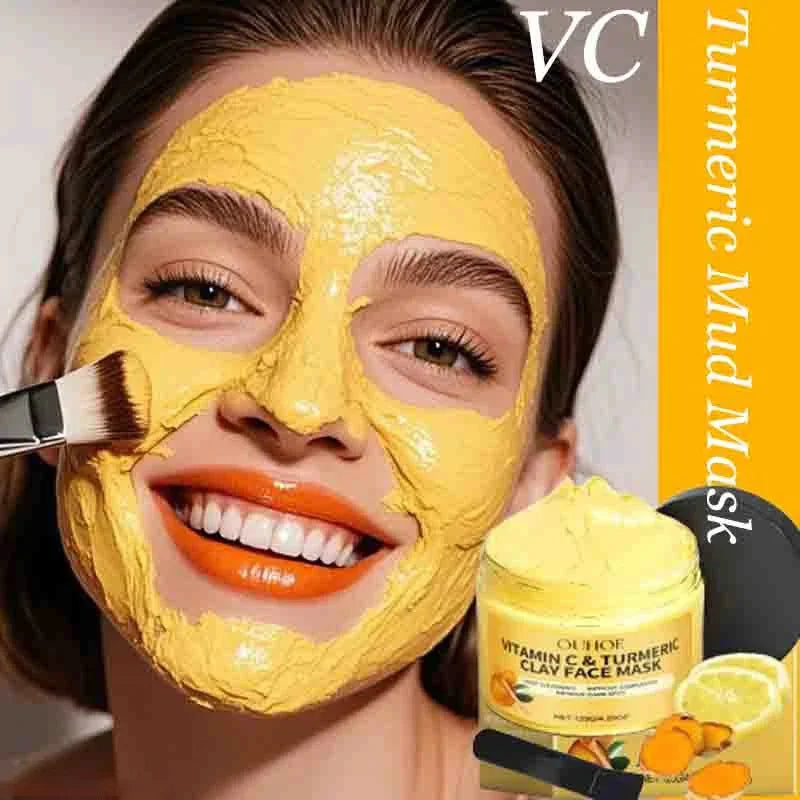 Vitamin C Turmeric Mud Mask Cleansing Shrinking Pores Moisturizer Brighten Deep Hydration Lightening Reduce Dullness Clay Mask