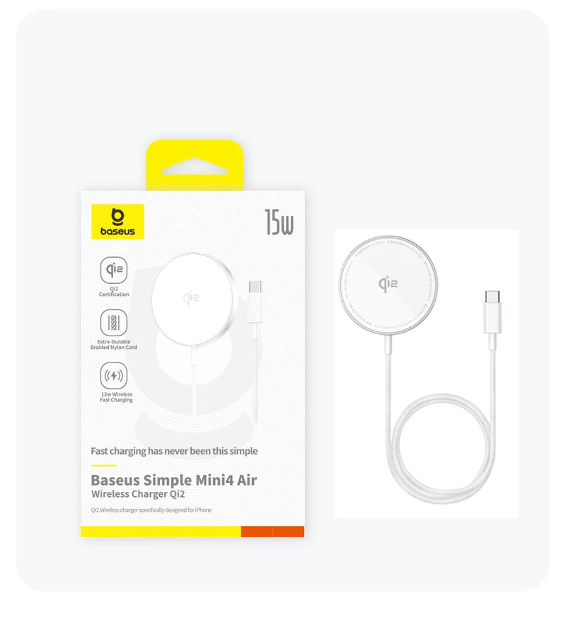 Baseus 15W Qi2 Magnetic Wireless Charger Fast Charging For iPhone 15 14 13 12 Series Pro Max  Wireless Charging For Airpods