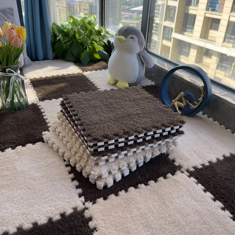 30*30CM Soft Plush Children Kids Rug Play Mat Puzzle Carpet Warm Playmat Interlocking Exercise Tiles Floor Carpet Decoration Mat