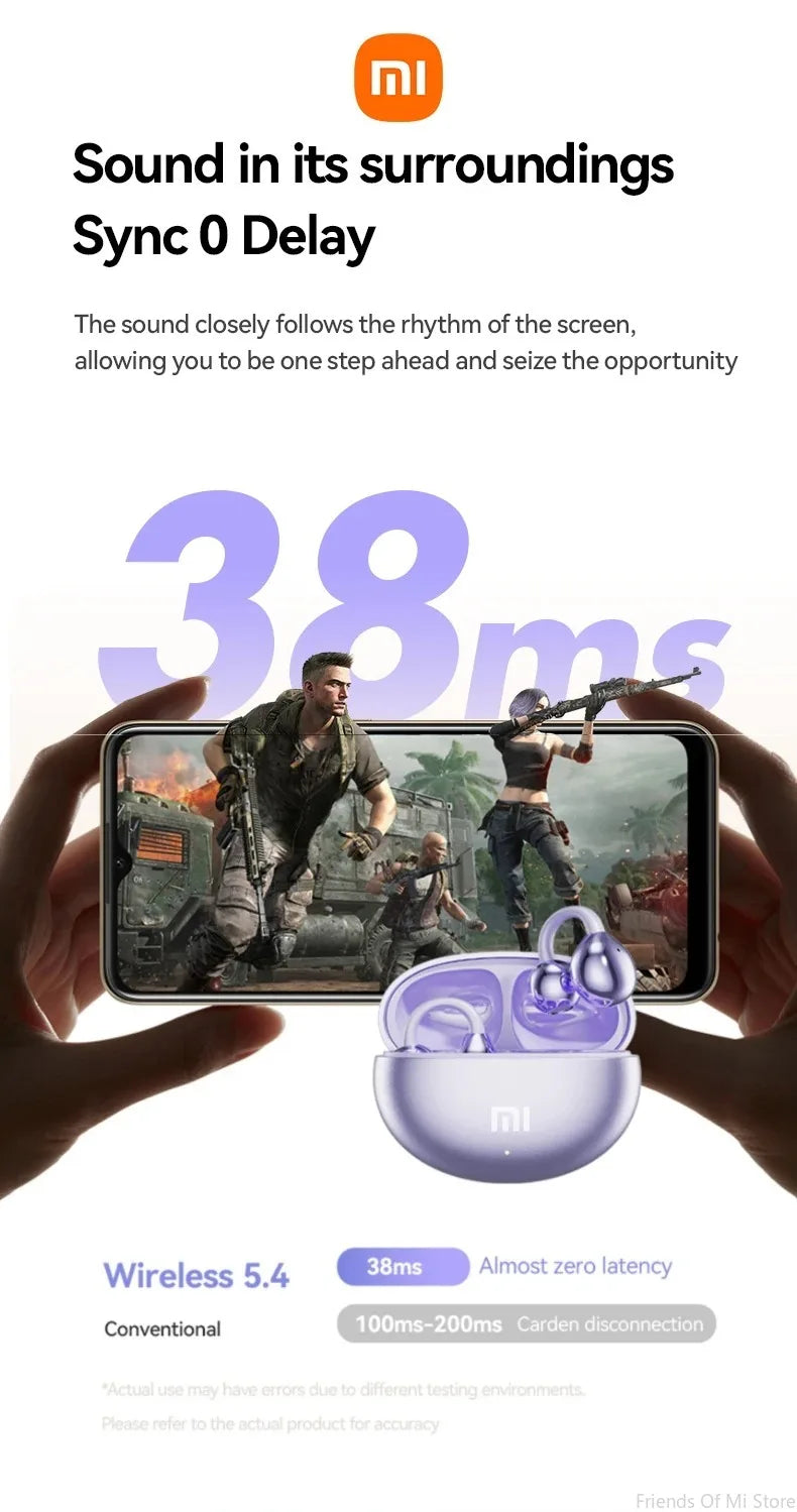 Xiaomi Open Ear Clip Earbuds ENC Wireless Bluetooth5.4 Headphone Noise Cancelling Earphone With Mic For Android iOS