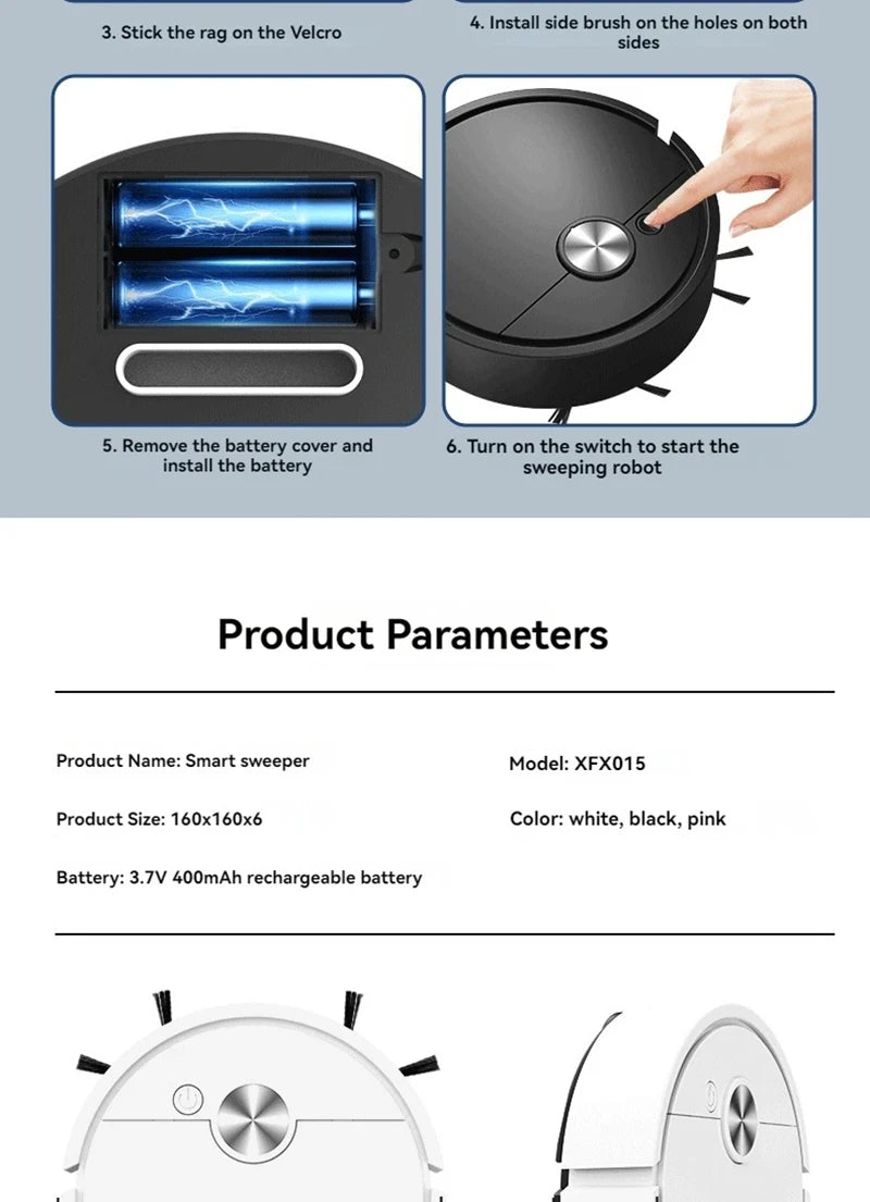 Xiaomi MIJIA 3 in 1 Smart Sweeping Robot Vacuum Cleaner 4000Pa Strong Suction Easy To Use For Hard Floors Pet Hair Carpets New