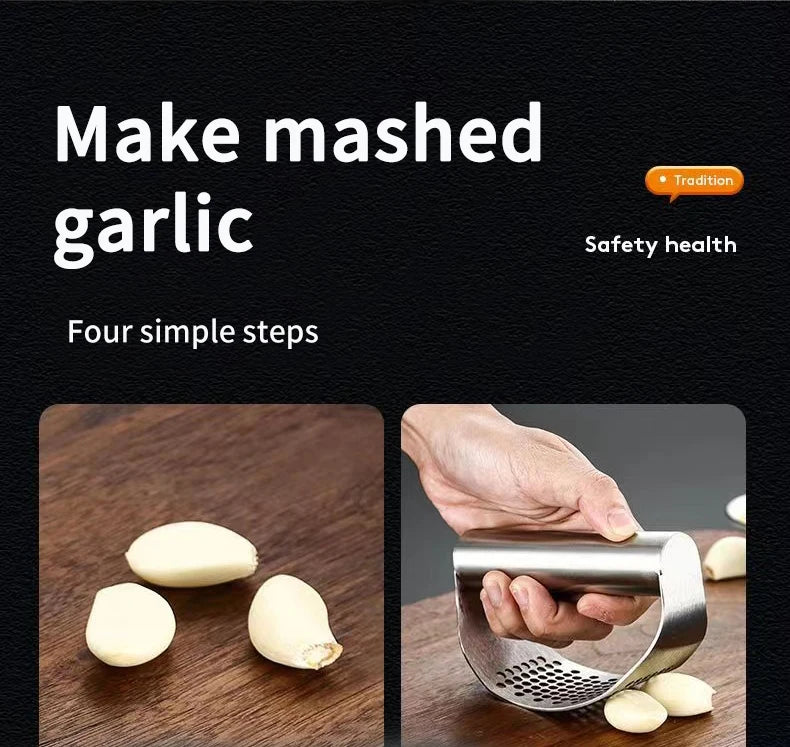WORTHBUY New Upgraded Stainless Steel Garlic Press Manual Garlic Chopped Ginger Garlic Cutting Mince Tools Kitchen Accessories
