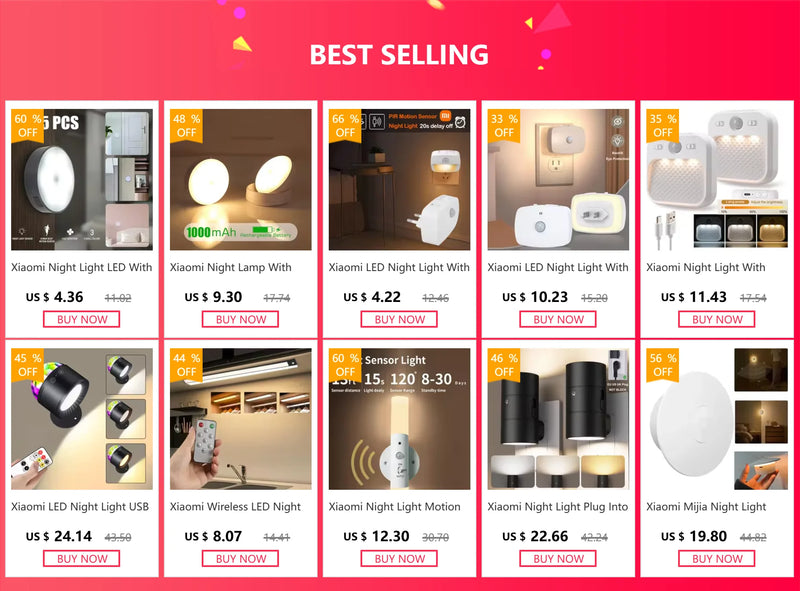 Xiaomi Night Lamp With Motion Sensor Night Light Rechargeable Wireless Led 360 Rotating Magnetic For Kitchen Room Bedside Table