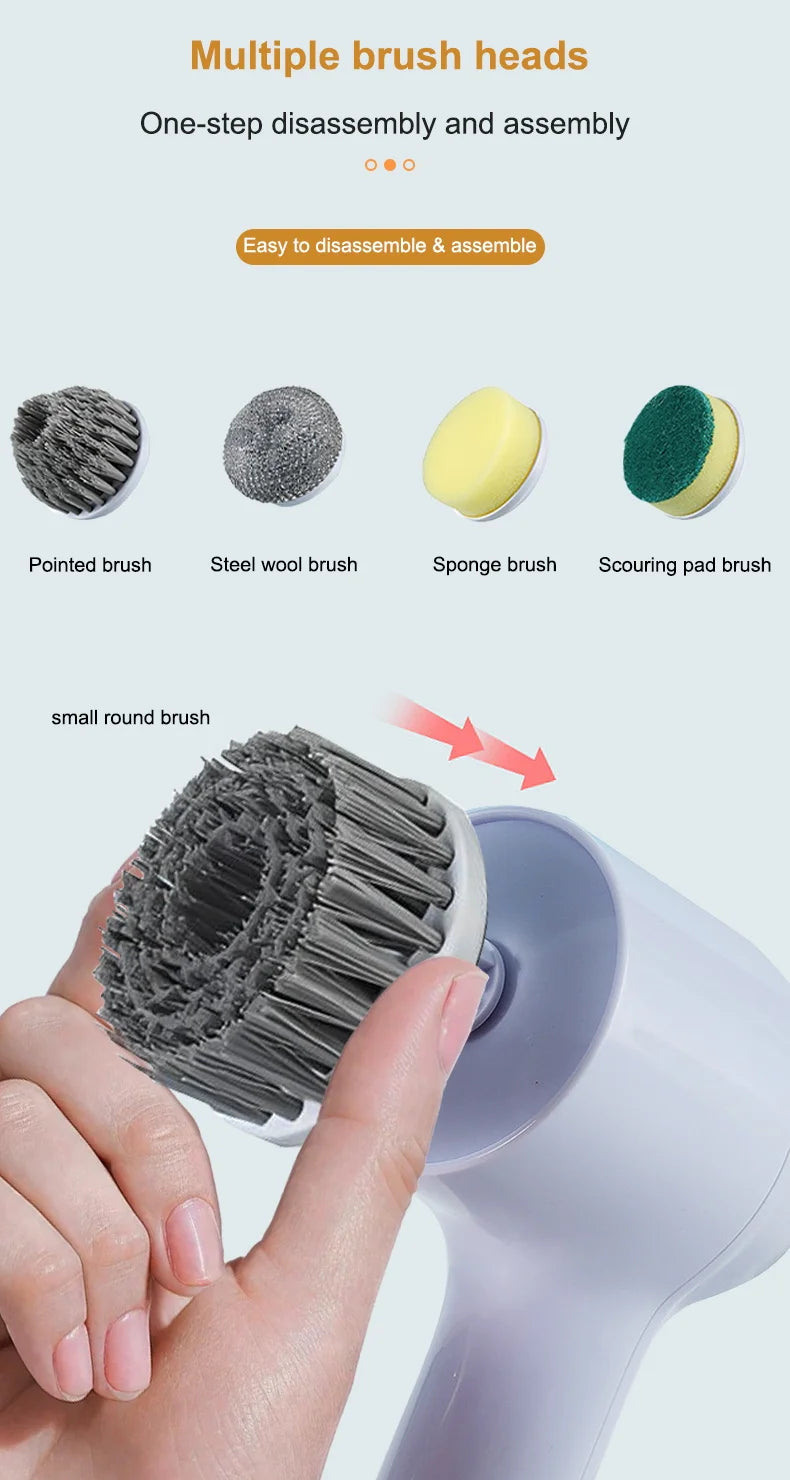 USB Electric Rotary Scrubber Cleaning Brush,With 5 Brush Head Electric cleaning brush,For ,Kitchen,Bathtub Tile Scrubber