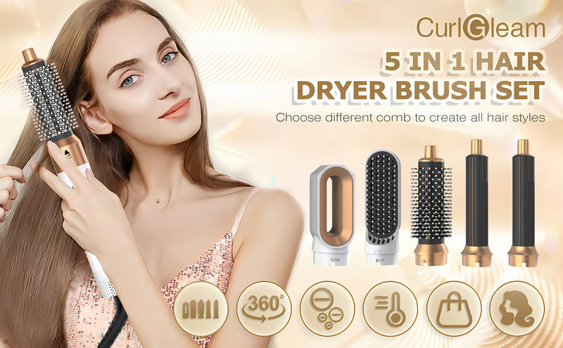 5 in 1 Hair Dryer Hot Comb Set Professional Curling Iron Hair Straightener Styling Tool  Airwrap Hair Dryer Household