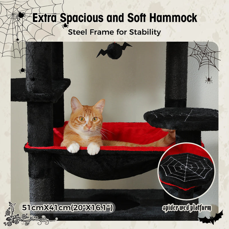 184cm Large Cat Tree and Tower for Indoor Cats With Sisal-Covered Scratching Posts Spacious Hammock Padded Perches and Condos