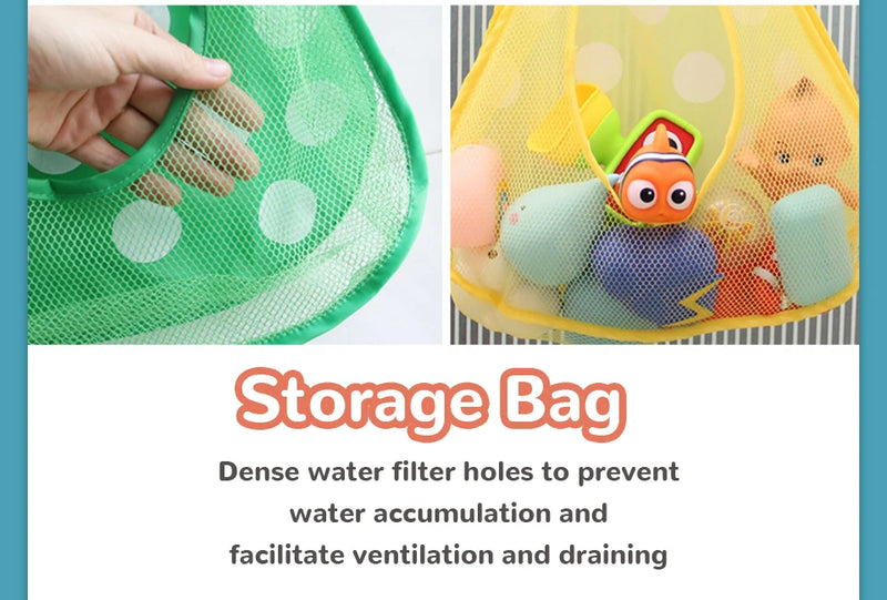 Baby Bath Toys Cute Duck Frog Mesh Net Toy Storage Bag Strong Suction Cups Bath Game Bag Bathroom Organizer Water Toys for Kids