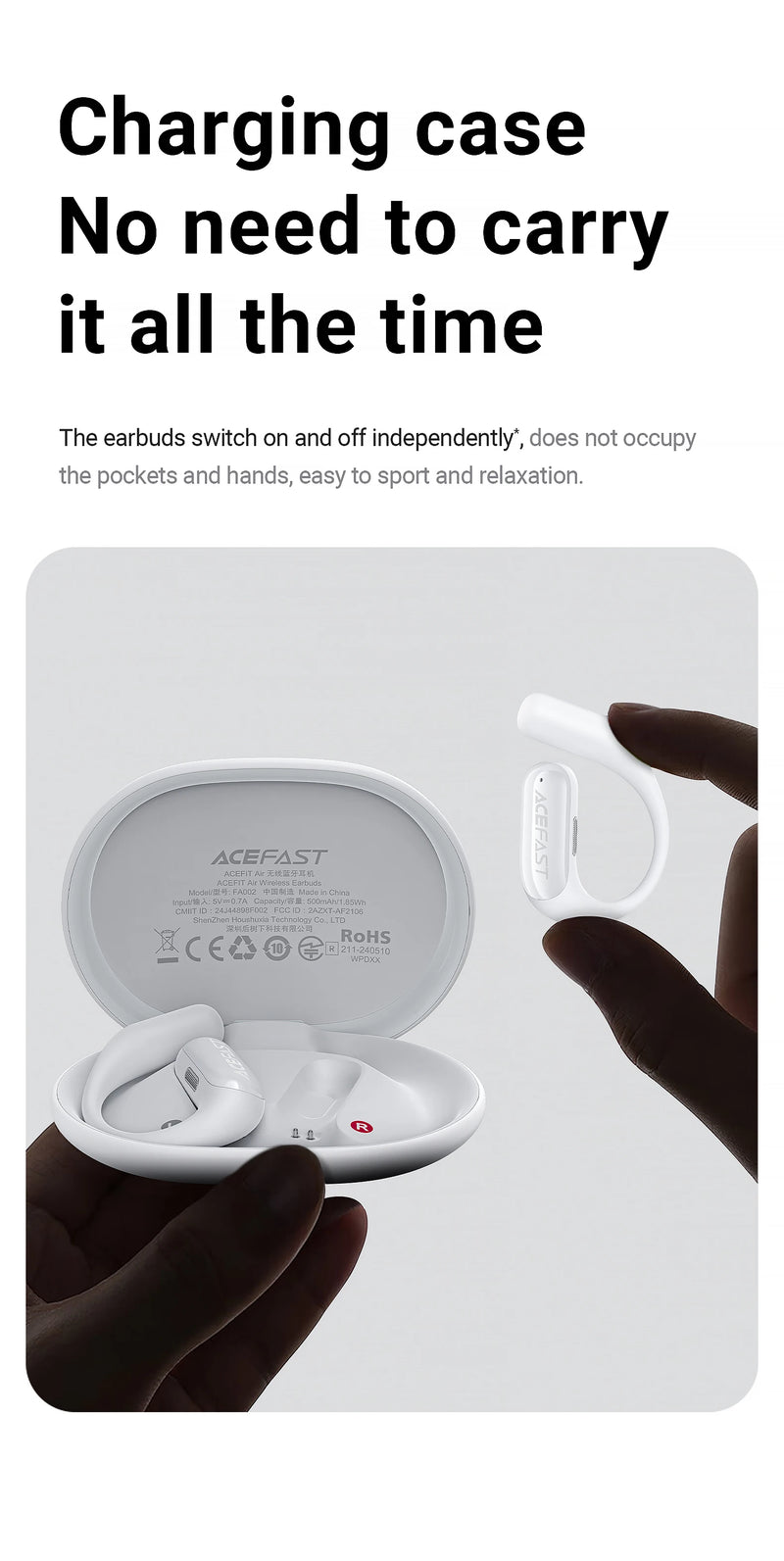ACEFAST FA002 ACEFIT Air Wireless Bluetooth 5.4 Open-Ear Earphones ENC Call Noise Reduction Earbuds with Ultra Thin Charging Box