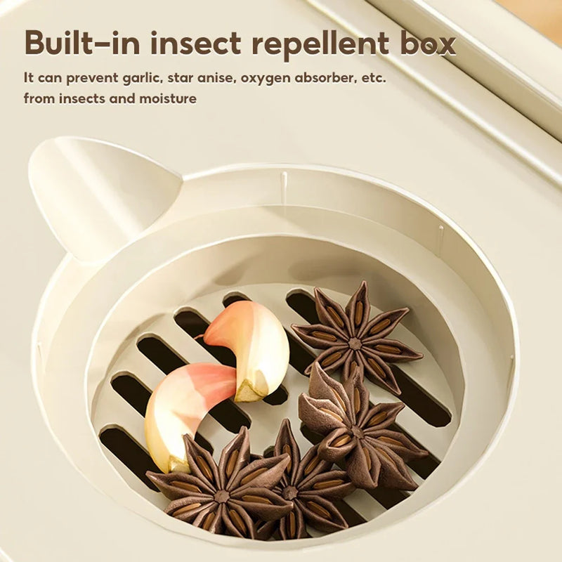 5/10KG Rice Storage Container Dry Food Dispenser Insect-Proof Rice Bucket Large Capacity Cereal Storage Box for Home Kitchen