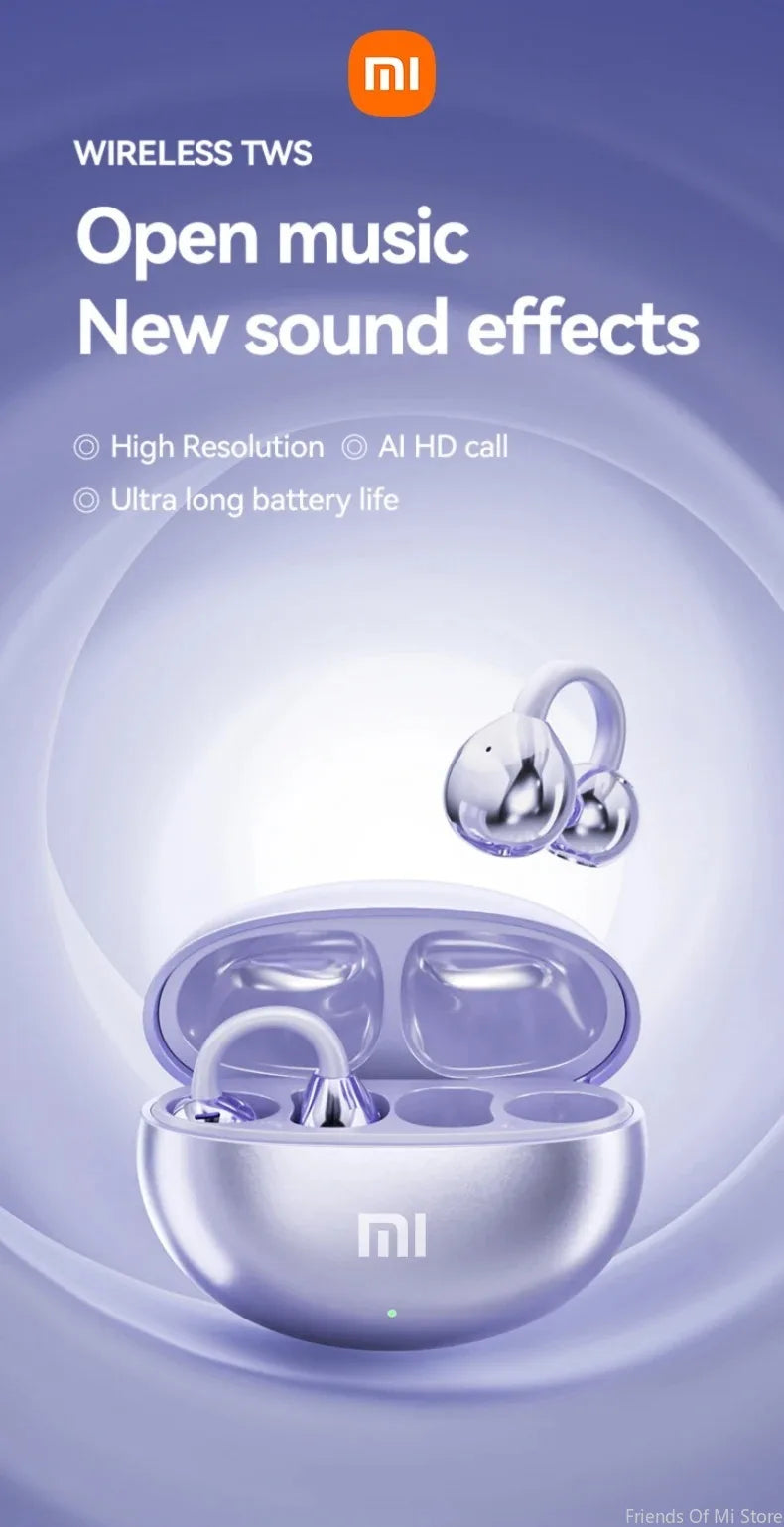 Xiaomi Open Ear Clip Earbuds ENC Wireless Bluetooth5.4 Headphone Noise Cancelling Earphone With Mic For Android iOS