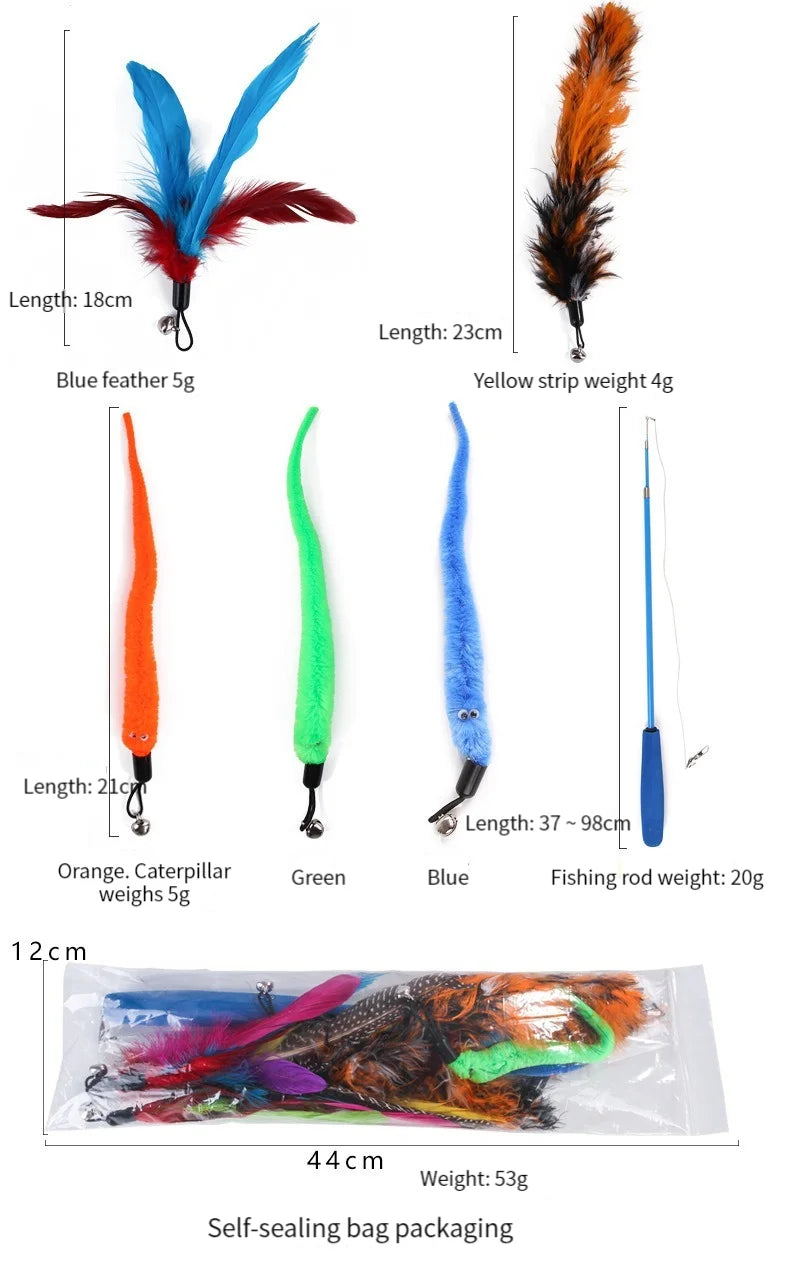 11pcs Replacement Cat Feather Toy Set Feather Replacement Head Retractable Cat Stick Cat Products