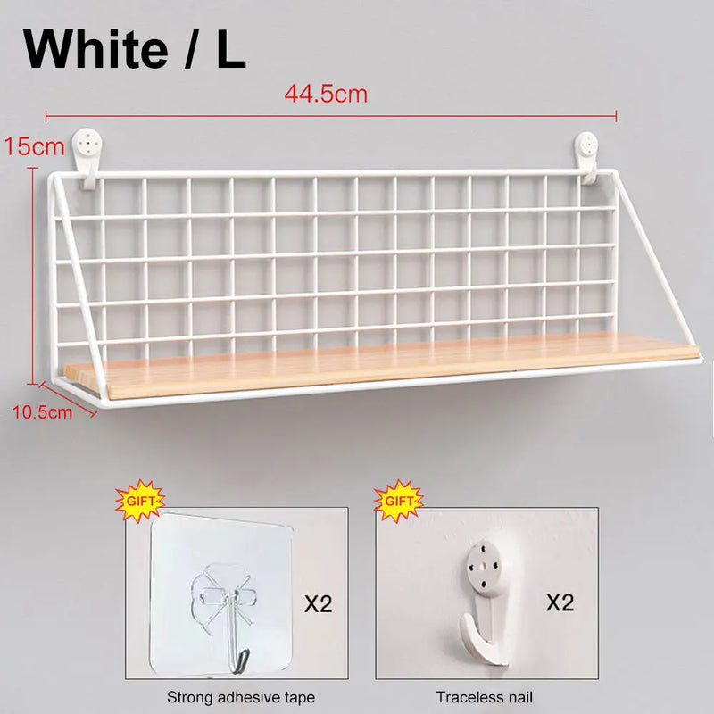 Wall Mounted Shelves Without Drilling Wood Hanging Shelf For Living Room Bedroom Storage Basket Wall Decoration Rack Organizers