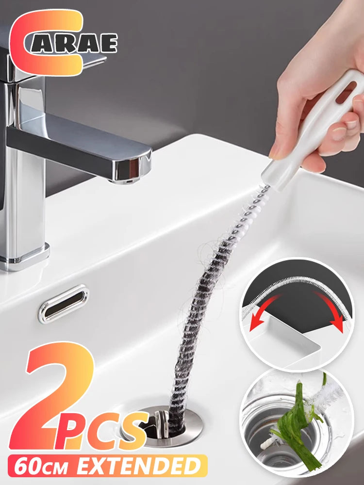 Pipe Dredging Brush Flexible Drain Brush Household Sewer Animal Pet Hair Catcher Sink Cleaning Brush for Kitchen Bathroom