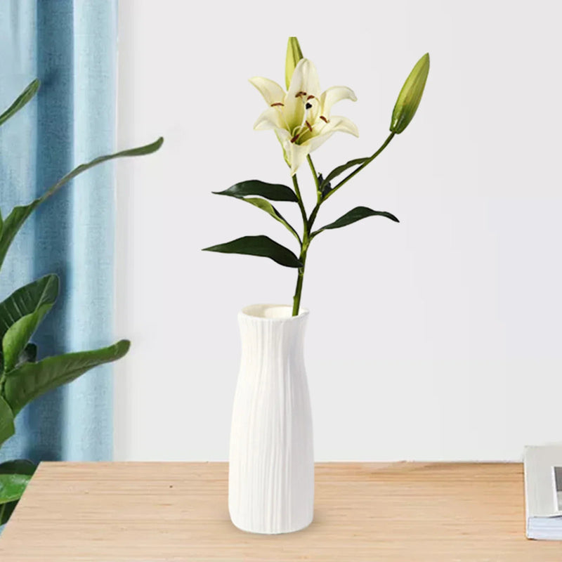 1Pc Modern Flower Vase White Plastic Basket Nordic Home Living Room Decoration Ornament Flower Arrangement