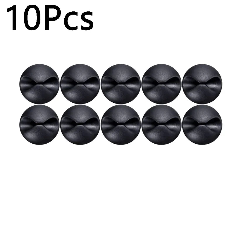 10/1Pcs Self-adhesive Cable Clips Silicone USB Cable Holder Organizer Wire Cord Management Clips for Home Office Desktop Tidy