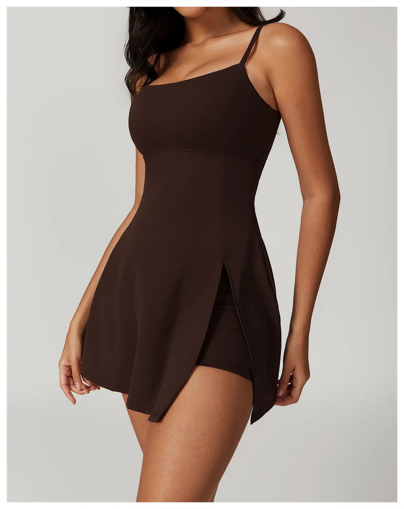 Women's Yoga Rompers Backless One Piece Tummy Control Dress Jumpsuit Padded Sports Bra Romper Fashion Fitness Sportwear