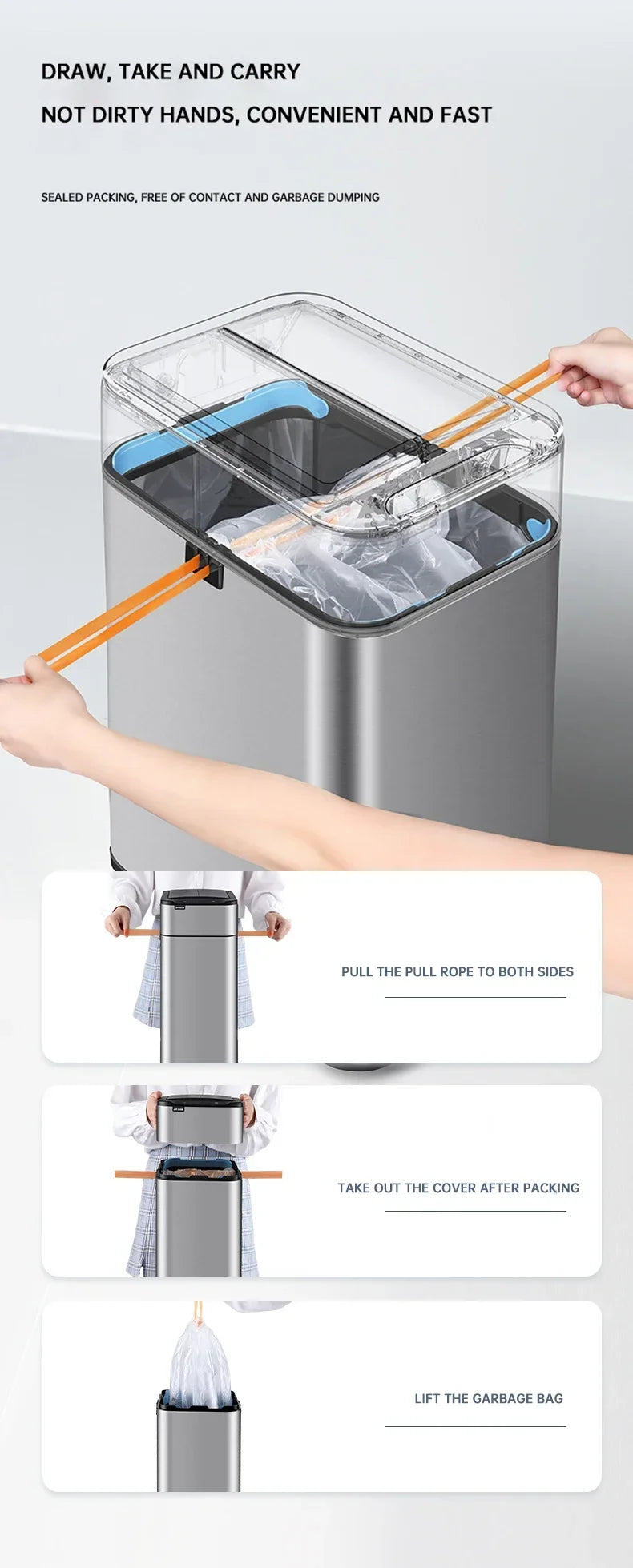Wastebasket 20-liter Trash Can Stainless Steel Large Kitchen Garbage Can Smart Trash Can 20l 15l Food Waste Bin Automatic Sensor