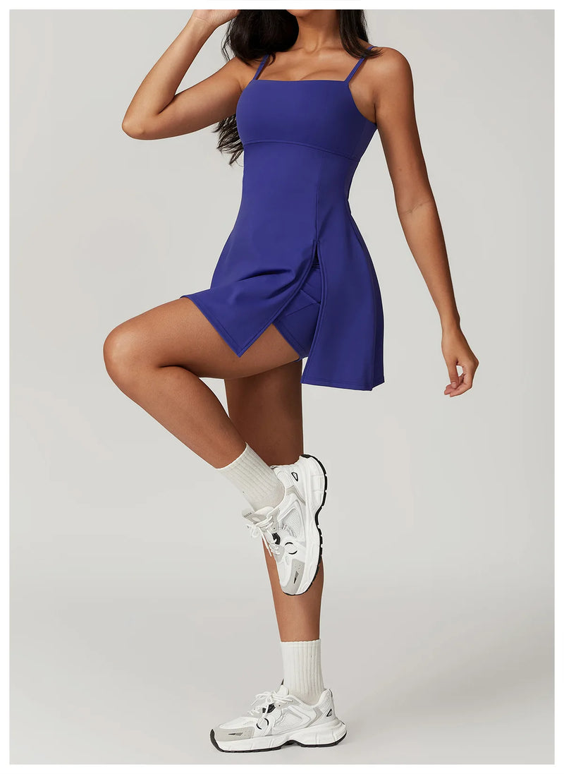 Women's Yoga Rompers Backless One Piece Tummy Control Dress Jumpsuit Padded Sports Bra Romper Fashion Fitness Sportwear