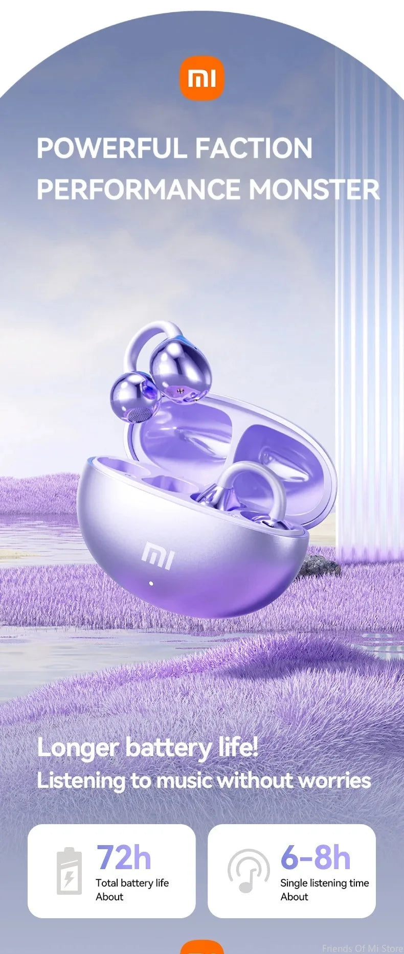 Xiaomi Open Ear Clip Earbuds ENC Wireless Bluetooth5.4 Headphone Noise Cancelling Earphone With Mic For Android iOS