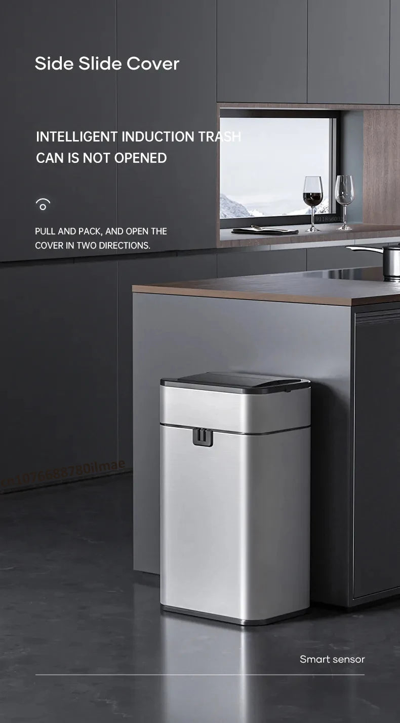 Wastebasket 20-liter Trash Can Stainless Steel Large Kitchen Garbage Can Smart Trash Can 20l 15l Food Waste Bin Automatic Sensor