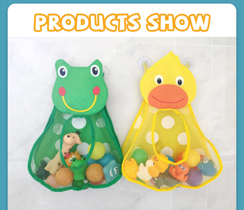Baby Bath Toys Cute Duck Frog Mesh Net Toy Storage Bag Strong Suction Cups Bath Game Bag Bathroom Organizer Water Toys for Kids