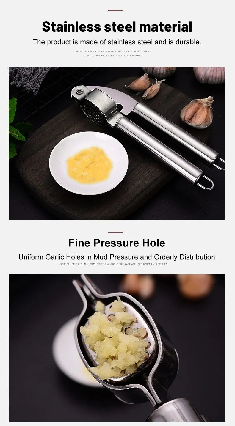 1pc Stainless Steel Garlic Press Household Garlic Garlic Press Manual Garlic Press Creative Kitchen Tools