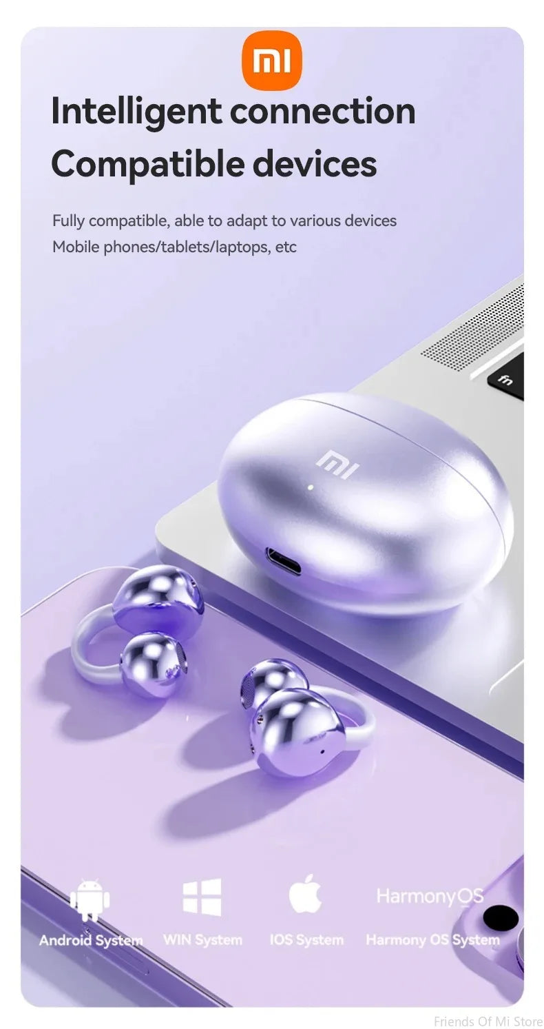 Xiaomi Open Ear Clip Earbuds ENC Wireless Bluetooth5.4 Headphone Noise Cancelling Earphone With Mic For Android iOS